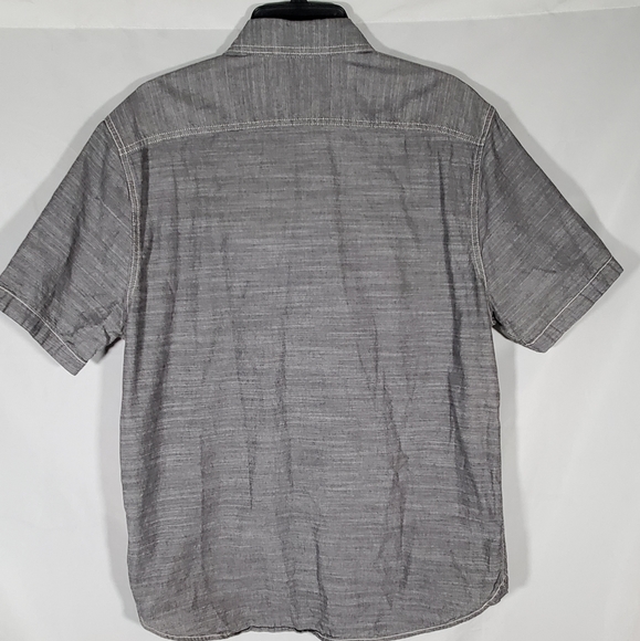 WOOLRICH FOSSIL GREY CLASSIC DENIM SHORT SLEEVE THICK STITCH BUTTON UP - Picture 4 of 5